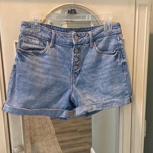 Old navy women’s button fly jeans denim shorts high rise secret-slim pockets 6